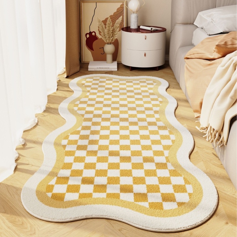 ラグマット カシミヤ調 ブロックチェック 洗える 滑り止め イエロー ピンク オレンジ カーペット おしゃれ インテリア リビング 寝室 8,580円