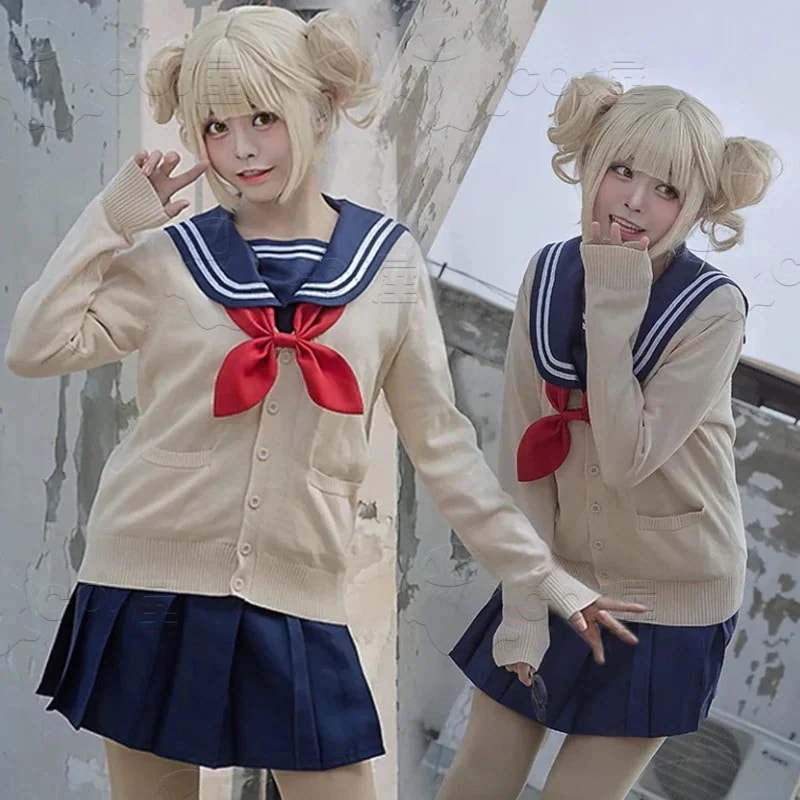 【7 日以内に発送】コスプレ トガヒミコ コスプレ衣装 ウィッグ付 僕のヒーローアカデミアセーラー服 制服 カーディガン 仮装 ハロウィン 渡我被身