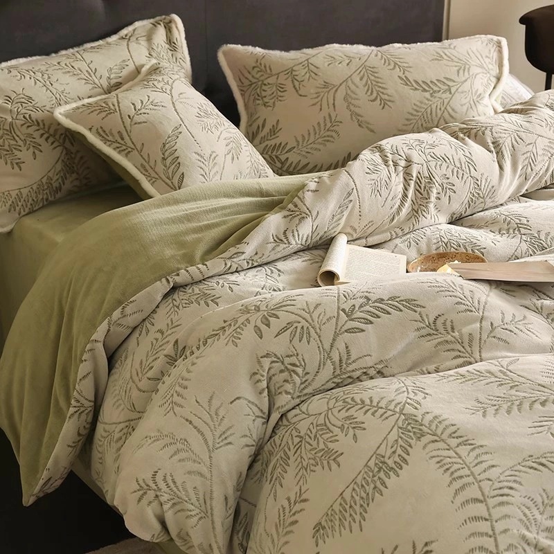 寝具 四件セット 冬用 保温 ダブルサイド コーラルフリース シーツ ベッドカバー