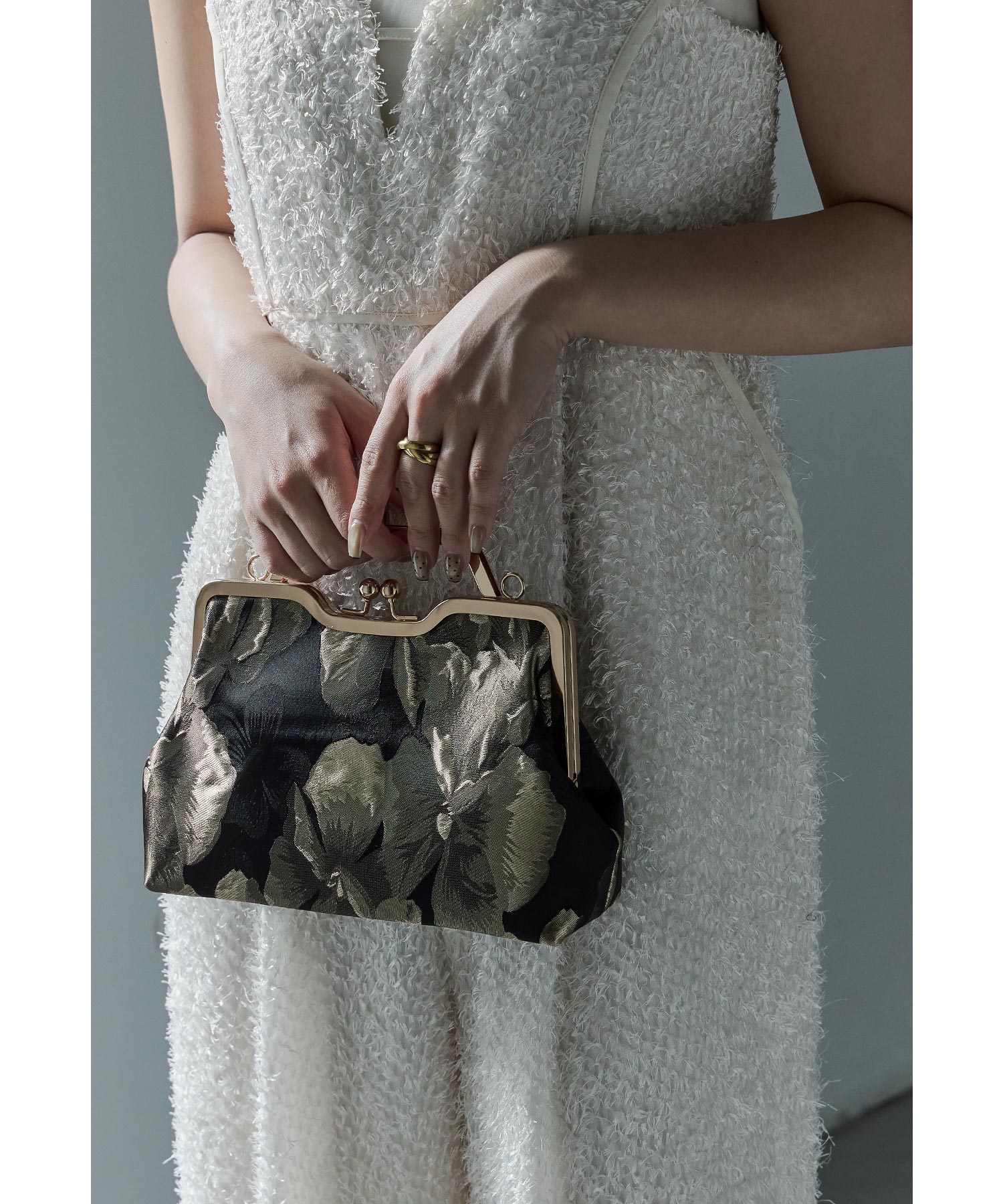 フラワージャガードハンドバッグ パーティーバッグ 2way 花柄 がま口 ミニバッグ ショルダーバッグ 肩掛け 斜めがけ 小さめ 結婚式 お呼ばれ セレモニー パーティー 二次会 披露宴 謝恩会