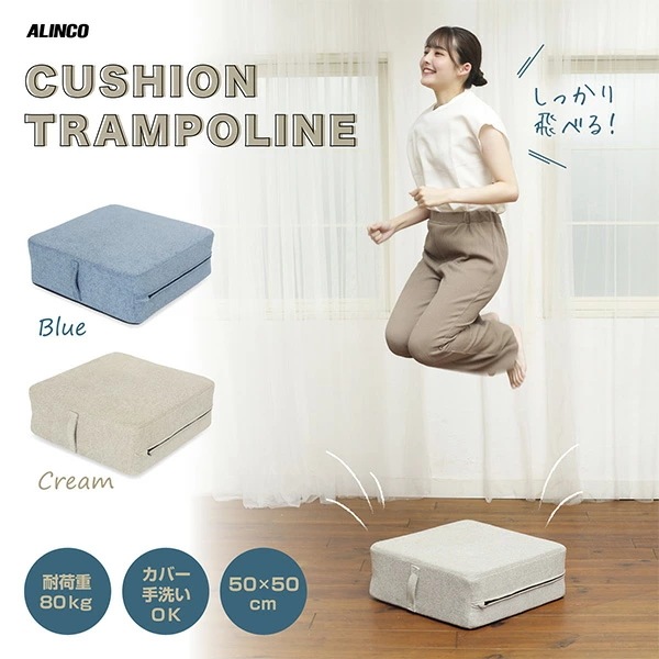 クッショントランポリン 50×50cm ポケットコイル すべり止め付き カバー手洗いOK 耐荷重80kg FA723A/FA723C