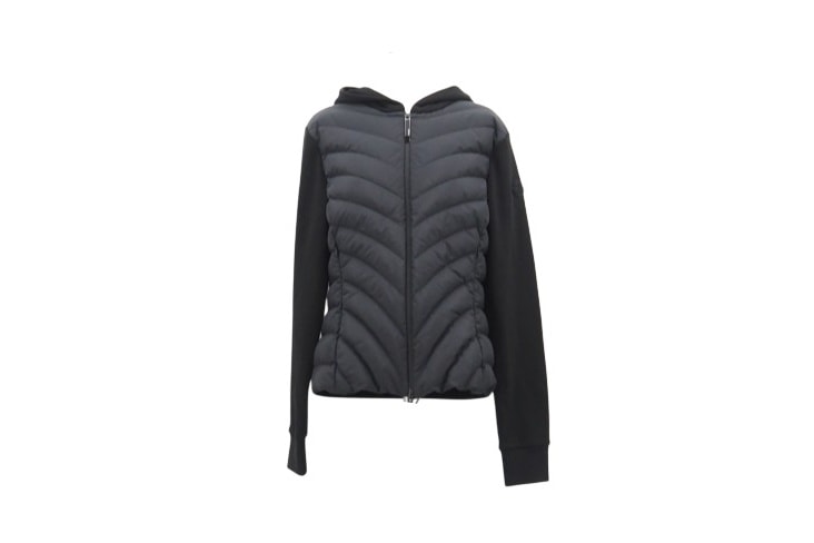 3日以内返品可 極美品 パーカー ポリエステル MAGLIA APERTA CON CA パデットスウェット L 8G00020809KZ999 ブラック 綿 ポリエステル ダウン レディース