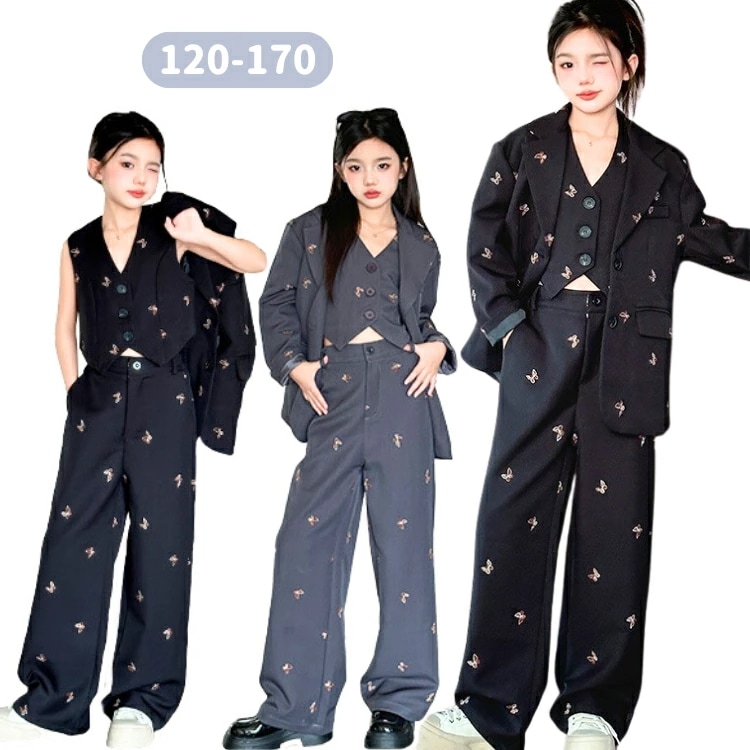 2026新型 タイムセール 子供服 セットアップ 蝶柄 キッズ 日常 おしゃれ 外出 子供 韓国 かっこいい 子ども ファッション 春 秋 夏 カジュアル スーツ 通学 お出かけ シンプル かわいい