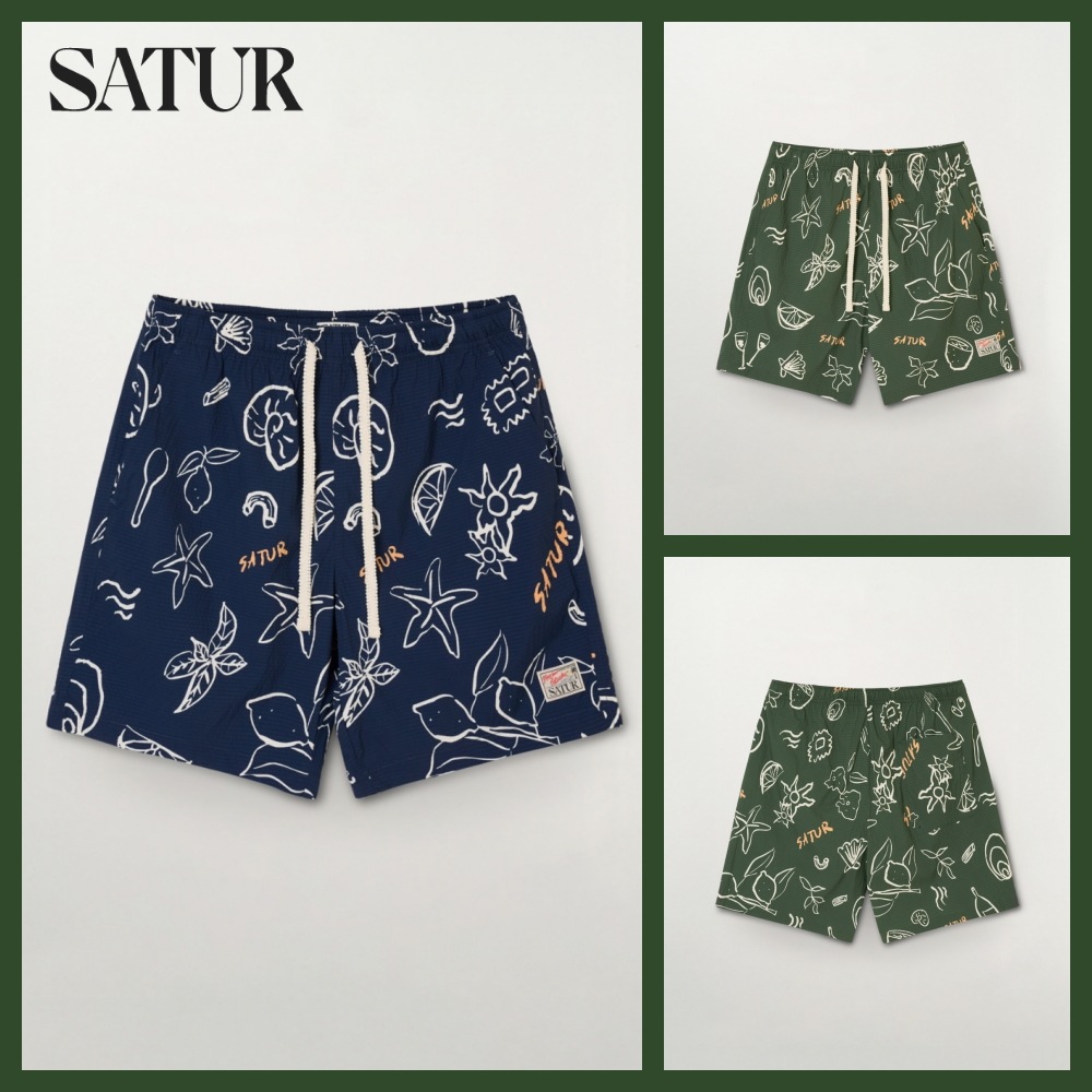 Hand Drawing Graphic Swim Shorts