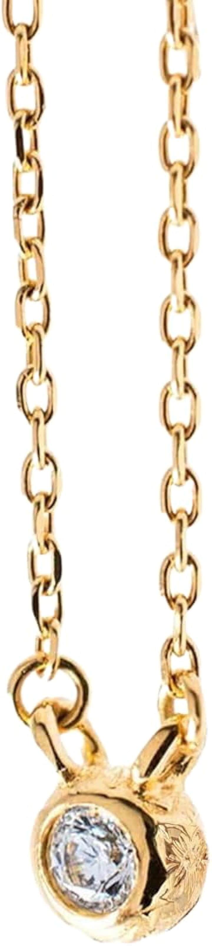 Piena ピエナ サージカルステンレス316L キュービックジルコニア 一粒 プルメリア ハワイアンジュエリー 金属アレルギー対応 ネックレス レディース(ゴールド)