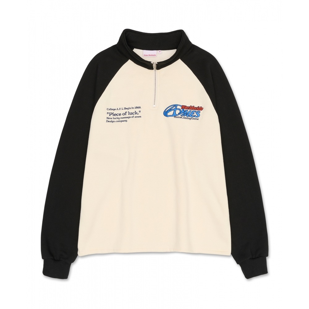 AMES-WORLDWIDE シンボルロゴ ハーフジップアップ クリーム
