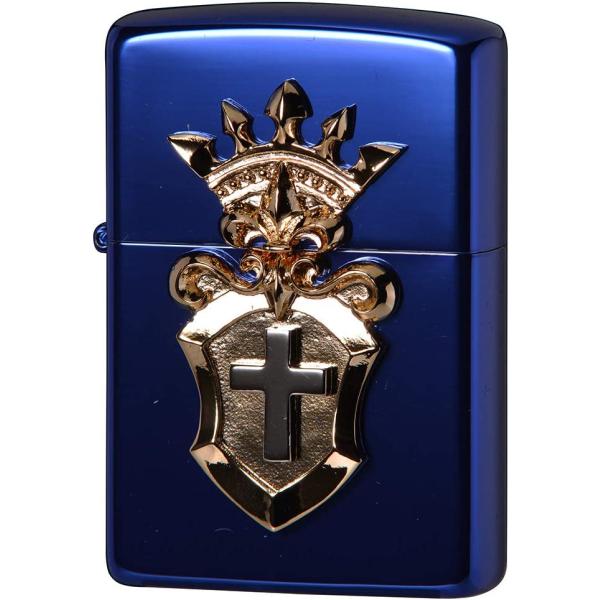 ライター ブルー メタル エンブレム クラウン & クロス メタル貼り イオンコーティング 2BLM-CRCROSS 8,250円