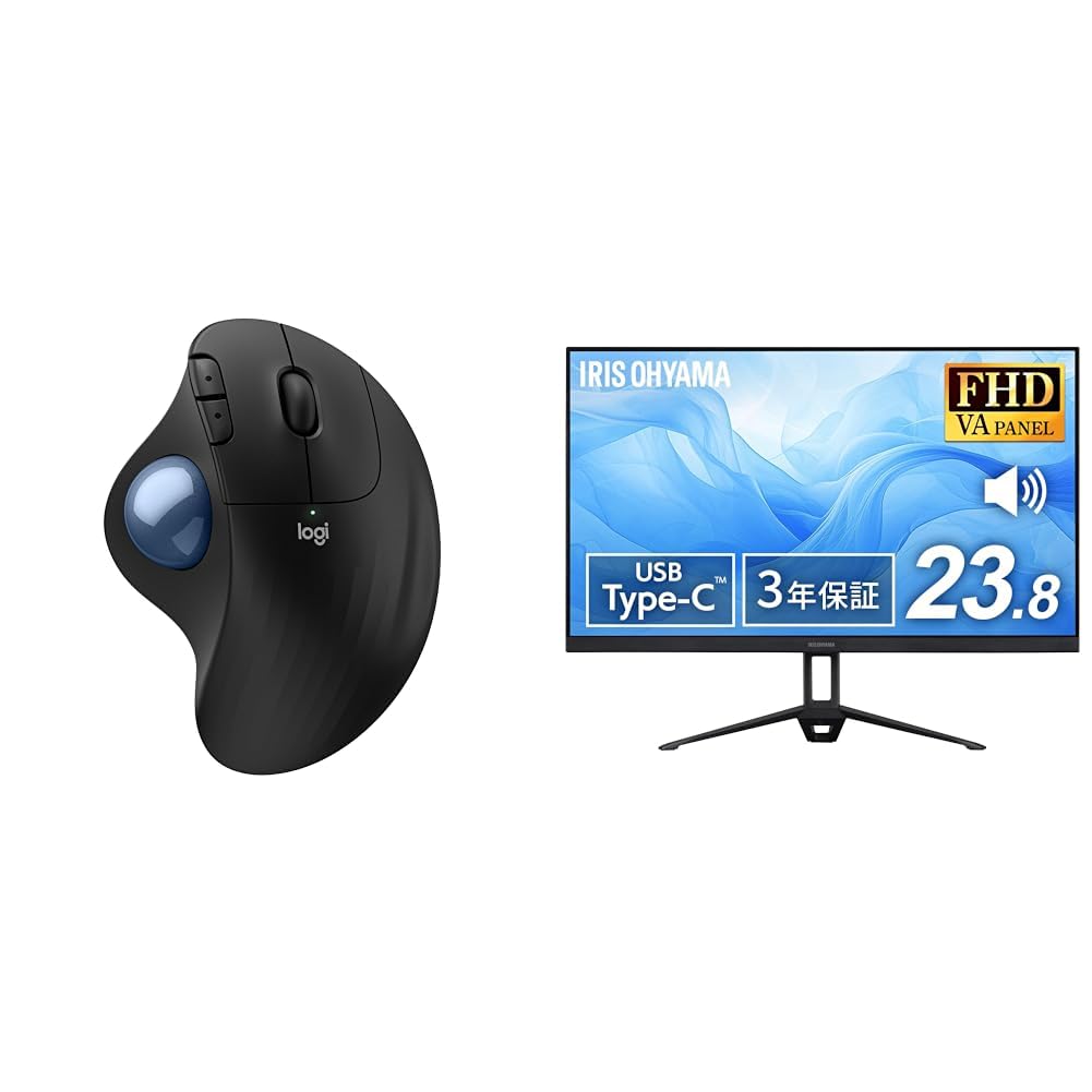 【セット買い】 【Amazon.co.jp限定】 ロジクール 静音 ワイヤレス トラックボール マウス M575SPD + 【Amazon.co.jp限定】アイリスオーヤマ モニター 23.8インチ