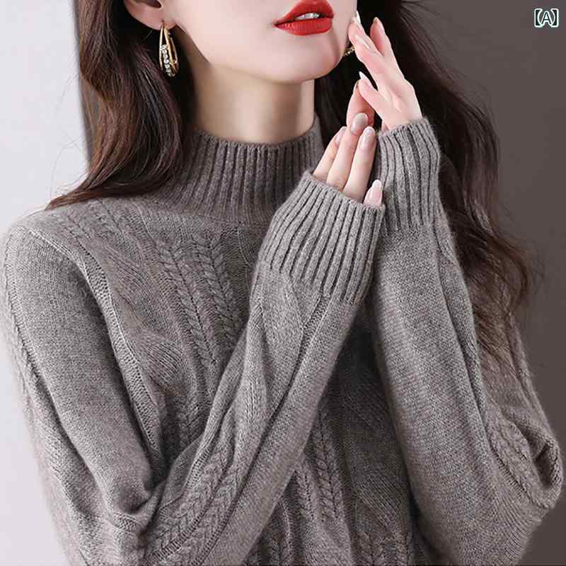 セーター レディース 秋冬 ハイネック 厚手 ニット トップス カジュアル プルオーバー 暖かい 長袖 おしゃれ 赤 グレー 黄色 シンプル 無地