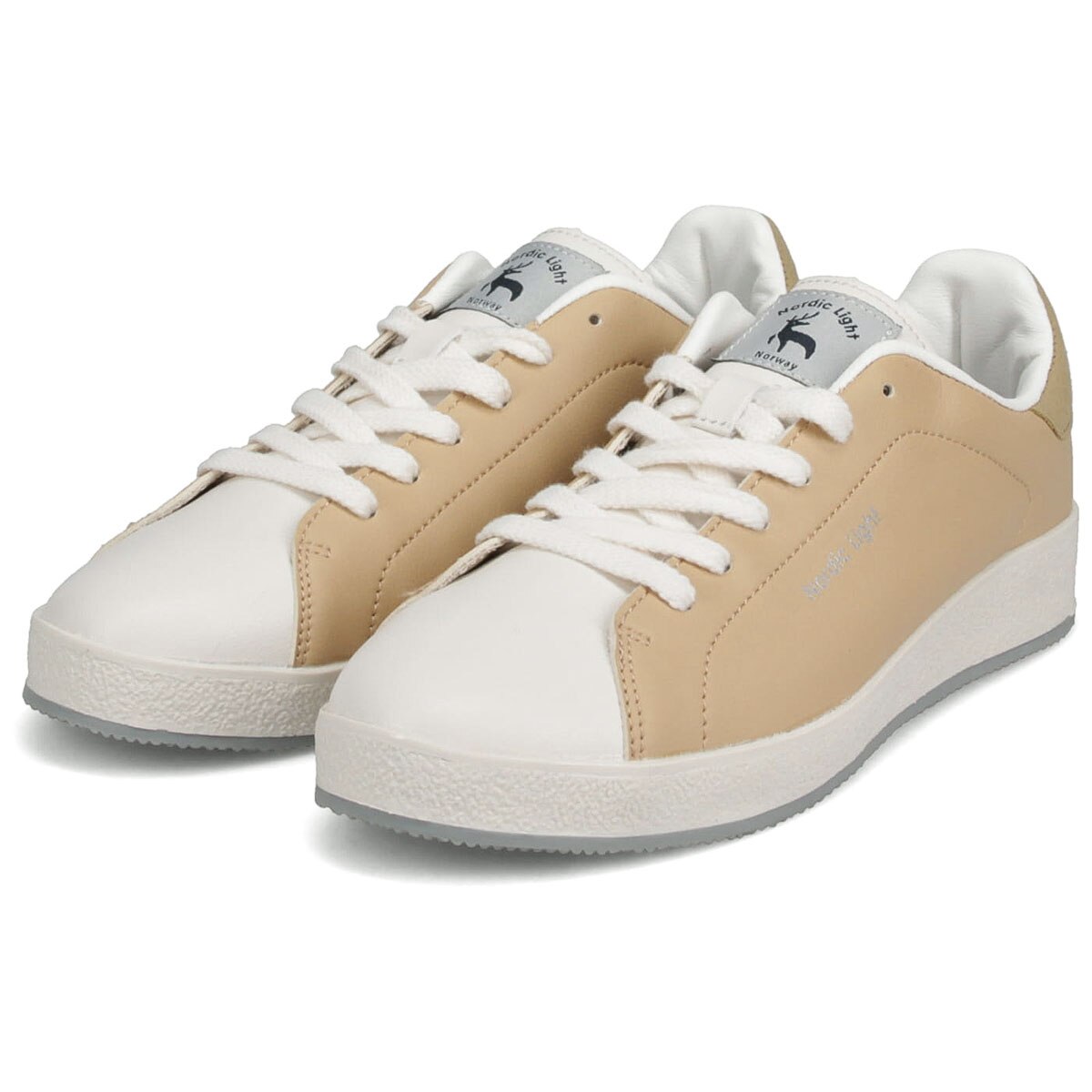 ノルディックライト スニーカー レディース 黒 ローカット レトロ コートタイプ シンプル クラッシック ワンポイント レースアップ 紐靴 運動靴 NL0024