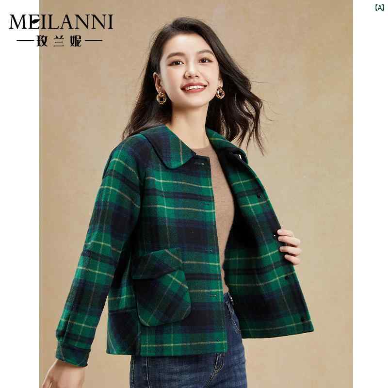 レディース レディース ファッション 上品　オシャレ　綺麗 千鳥格子 レッド ハイエンド ウール コート 晩秋冬 摩耗