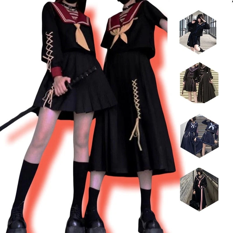 スケバン JK制服 セット JKユニフォーム 番カラ 悪羅悪羅 ヤンキー 姐ギャル セーラー服 コスプレ 体育祭 女子高生 スーツ 長袖/半袖 ロング/ミニスカート ハロウィン クリスマス メガ割