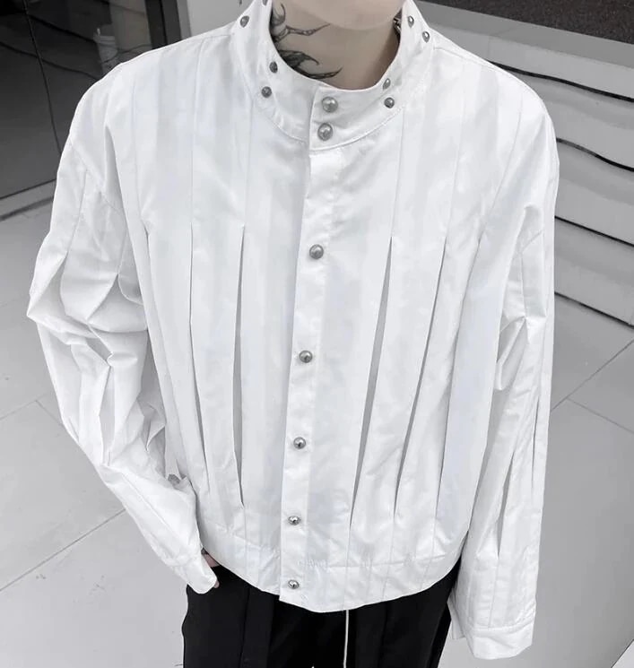 2023春秋新作演出服 韓国ファッション メンズ シャツ トップス 長袖 C193 2COLOR