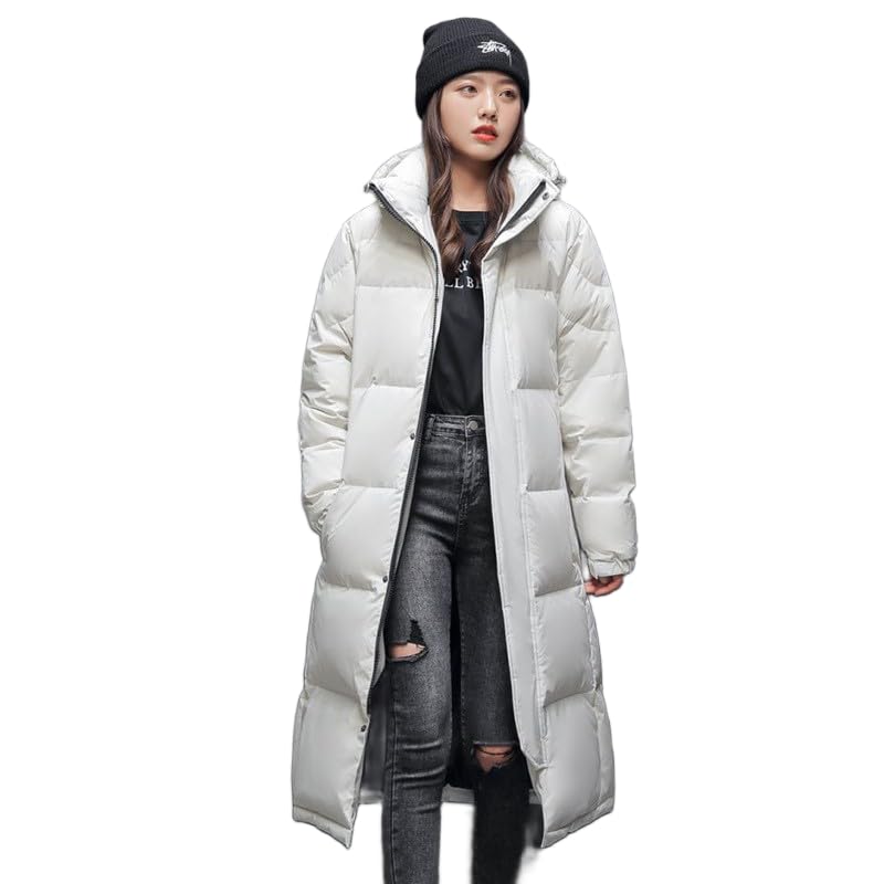 ダウンコート メンズ 膝丈 ロング ダウンジャケット レディース 厚手 アウター 男女兼用 無地 ベンチコート ビジネス フード付き カジュアル 防風 軽量 アウトドア コート防寒着 秋冬 おしゃれ