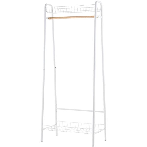 ハンガーラック/コートハンガー 2セット ホワイト 幅70cm奥行44cm高さ170cm 木製 スチール リビング 組立品