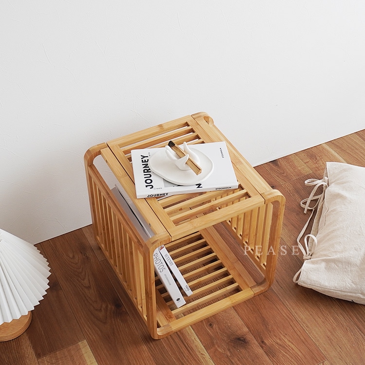 バンブーラック 1段 棚 組み立て式 本棚 収納 ディスプレイラック サイドテーブル マガジンラック 竹 おしゃれ 北欧インテリア 韓国インテリア 雑貨 新生活