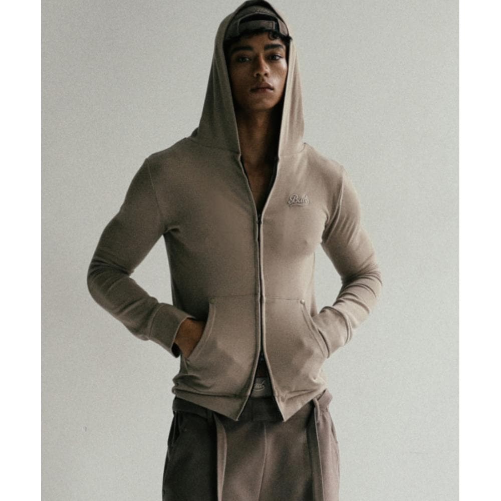 BADBLOOD Beyond Soft Hood Zip-Up Slim Fit Tobacco w-hde2