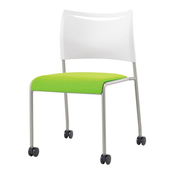 ミーティングチェアキャスタータイプ 布張 グリーン LTS-4C-F-GR 4脚セット メーカー直送
