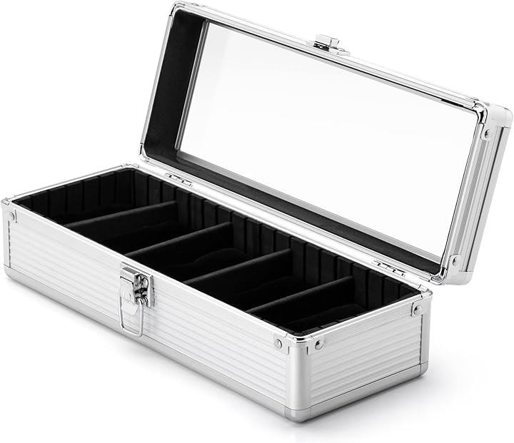 October1st 腕時計 ケース 5本用 収納 アルミ ボックス メンズ 持ち運び 保管 インテリア用 Watch Box 耐衝撃 シルバー 自動巻き アクセサリー( シルバー)