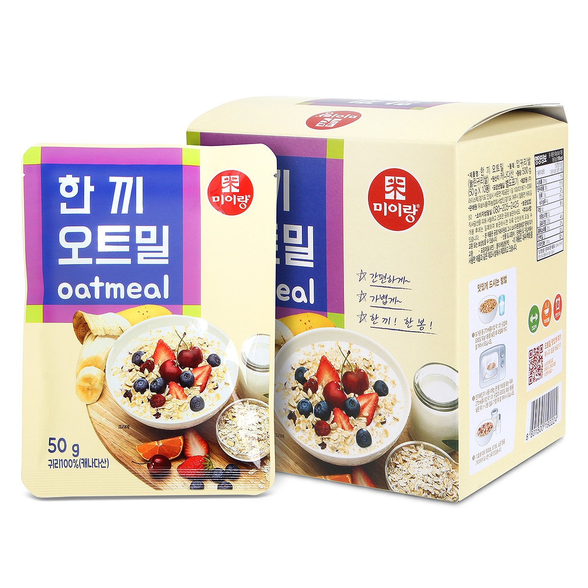韓国-KMEAL-ミイラン 一食 オートミール 500g(50g x 10袋)x 6個
