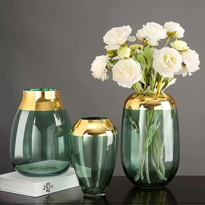 【20点セット】【送料無料】シンプルで贅沢な金ガラス花瓶の透明なアイデア生け花水耕家庭のソフト装飾花瓶 40,102円