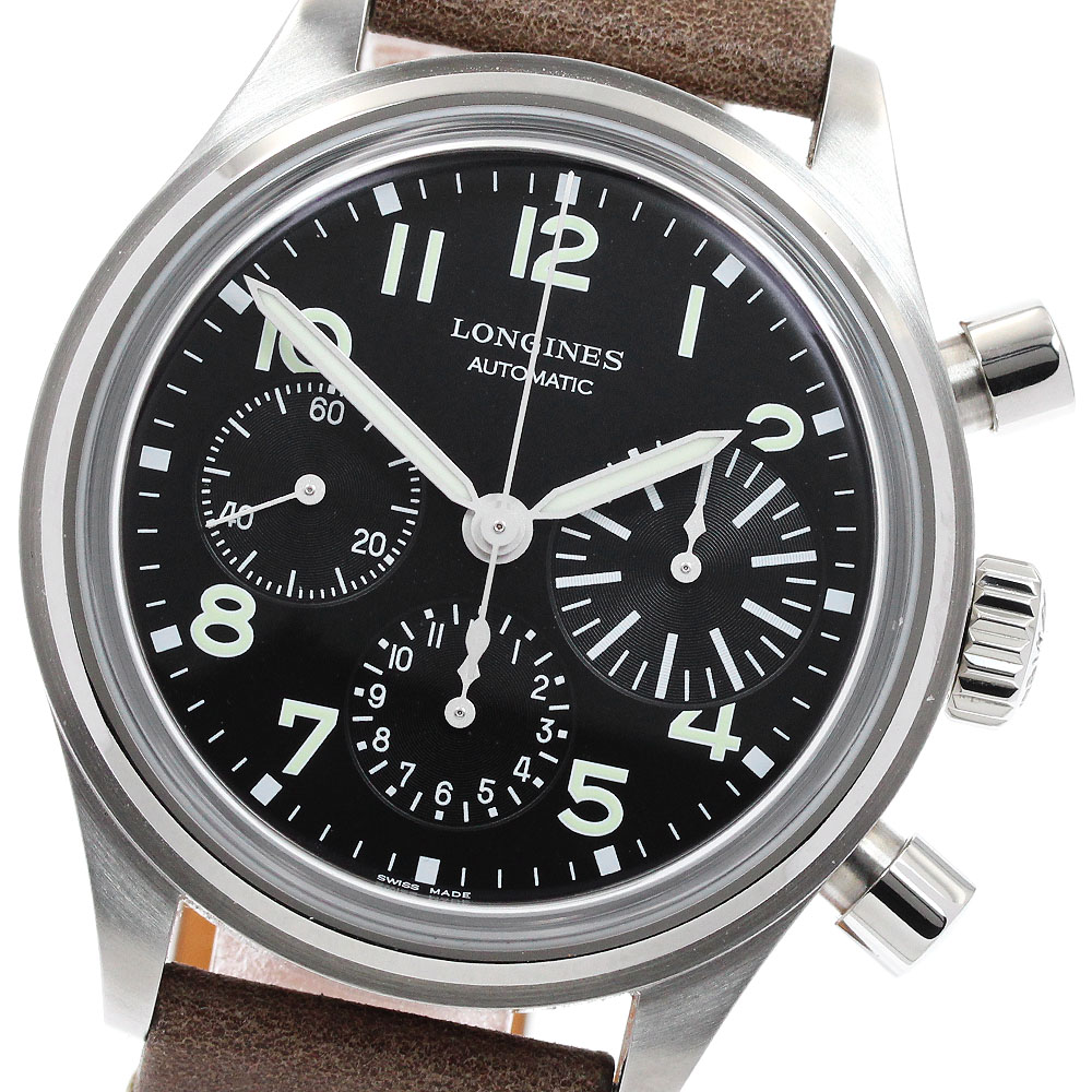 ロンジン LONGINES L2.816.4 アヴィゲーション ビッグアイ クロノグラフ 自動巻き メンズ 極美品 箱・保証書付き_940017【中古】