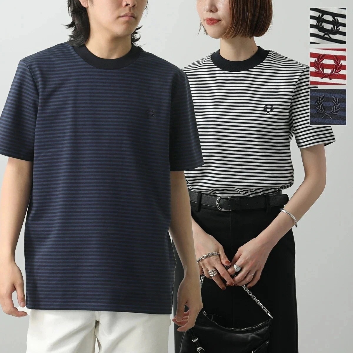 FRED PERRY フレッドペリー Tシャツ FINE STRIPE T-SHIRT M6581 メンズ レディース ボーダー カットソー ロゴ ローレルリース 刺繍 カラー3色