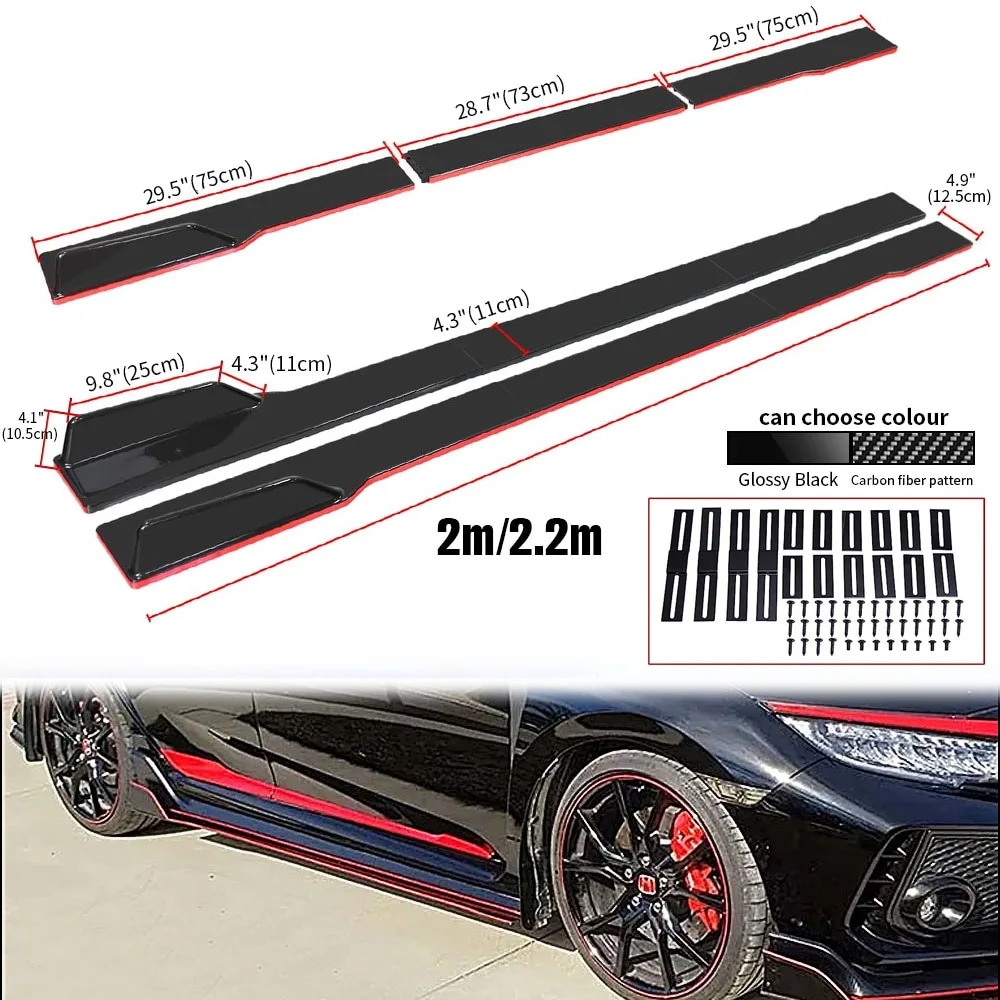 ユニバーサルカーサイドスカート,ロッカーパネル,リップスプリント,absサイドスポイラー,BMW用カーアクセサリー,2.2m, 2m