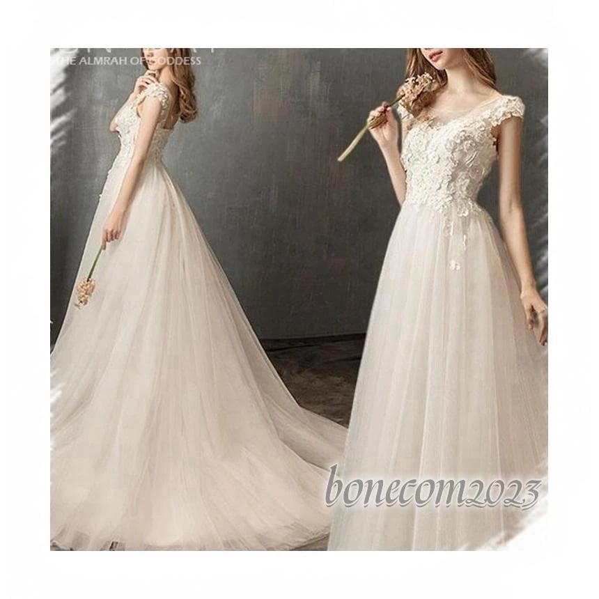 メガ割 ウェディングドレス ウエディングドレス白 パーティー 可愛い 花嫁ロングドレス 結婚式 トレーンライン 二次会 フォームドレス お呼ばれ 挙式