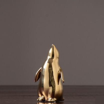 ☆正規品新品未使用品 置物 最新入荷 おしゃれ 北欧風 陶磁器製 ペンギン 子供 ゴールドカラー