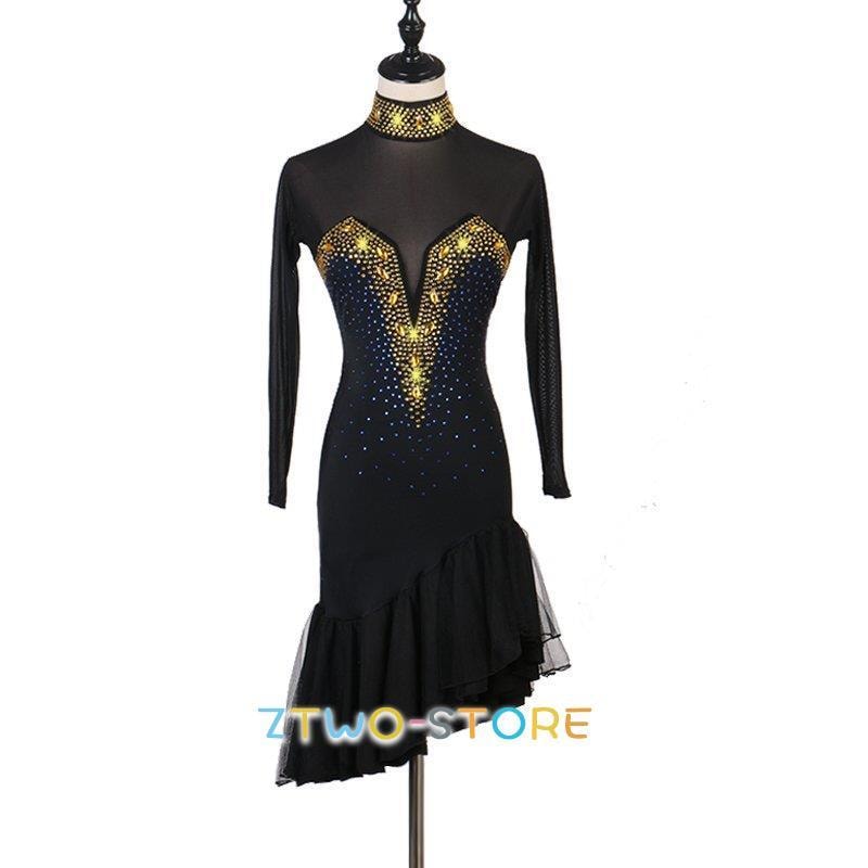 新しい子供用ダンスウェア 新品　ラテンダンスドレス ワンピース ルンバ サンバ ワルツ ラテン専用ドレス レッスン着 練習用 競技用 ダンスドレス 社交ダンス衣装 開場演出服 2枚購入で2212円OF