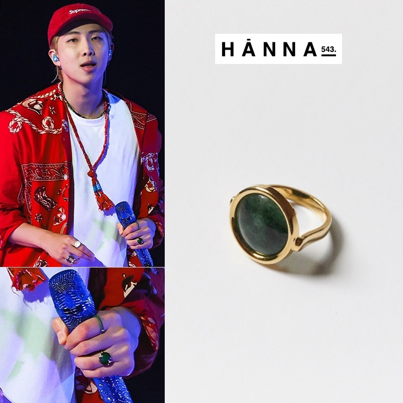 bts RM着用 R100YG ヒスイ石ゴールドリング(スペシャルオーダー)