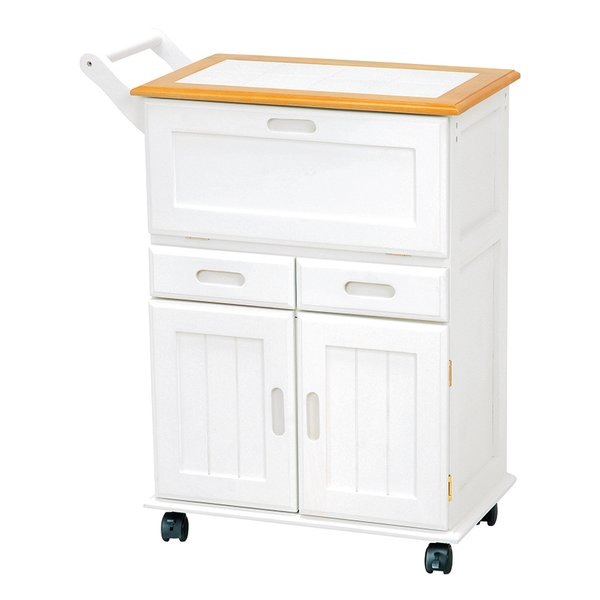 キッチンワゴン ナチュラル/ホワイト 幅59cm 扉付き目隠し収納 MW-3709NW