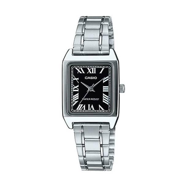 LTP-V007D-1B 女性用スクエアアナログメタル腕時計