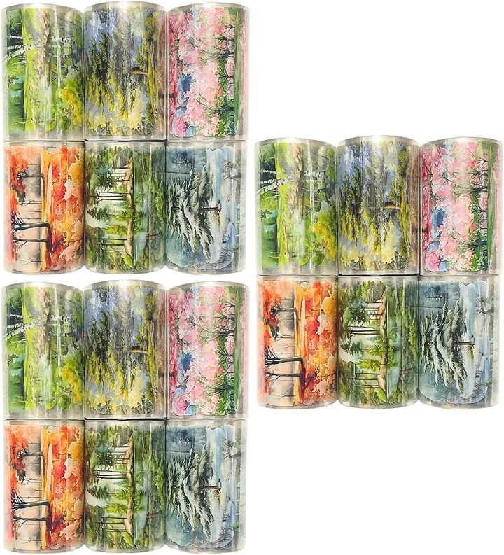 木 森 自然 マスキング テープ 透明 PET 手帳 デコ コラージュ DIY ラッピング (3セット)