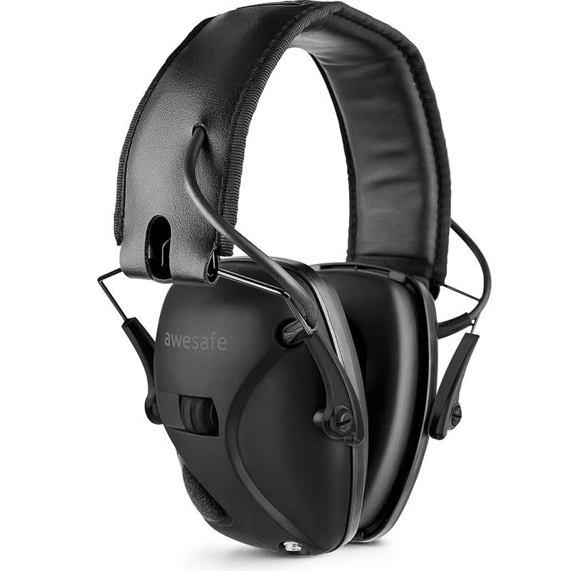 [AWESAFE] 防音イヤーマフ 防音/サウンドアンプ NRR 24 射撃や狩りに理想的なアイテム- 黒(収納ボックスなし)