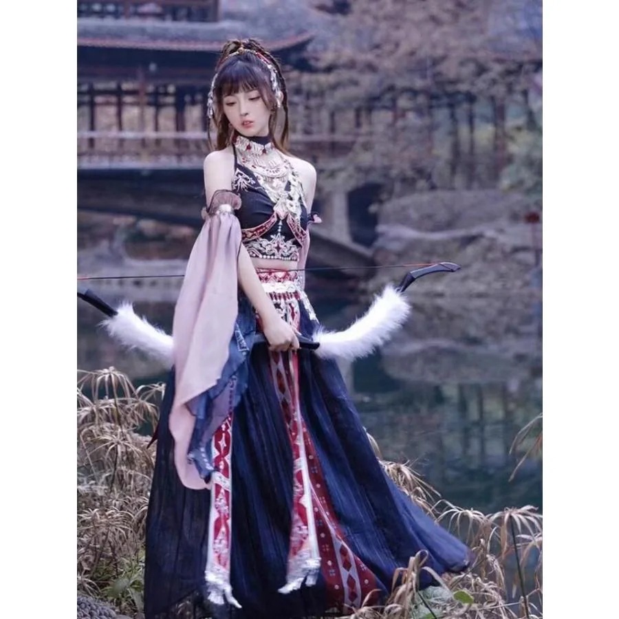 中華 民族エスニック コスプレ衣装 チャイナ風 敦煌飛天 コスプレ衣装 アラビアン衣装 宮廷舞踊 踊り子 エキゾチック 古典ダンス 演目 舞台劇 衣裳 ハロウィン