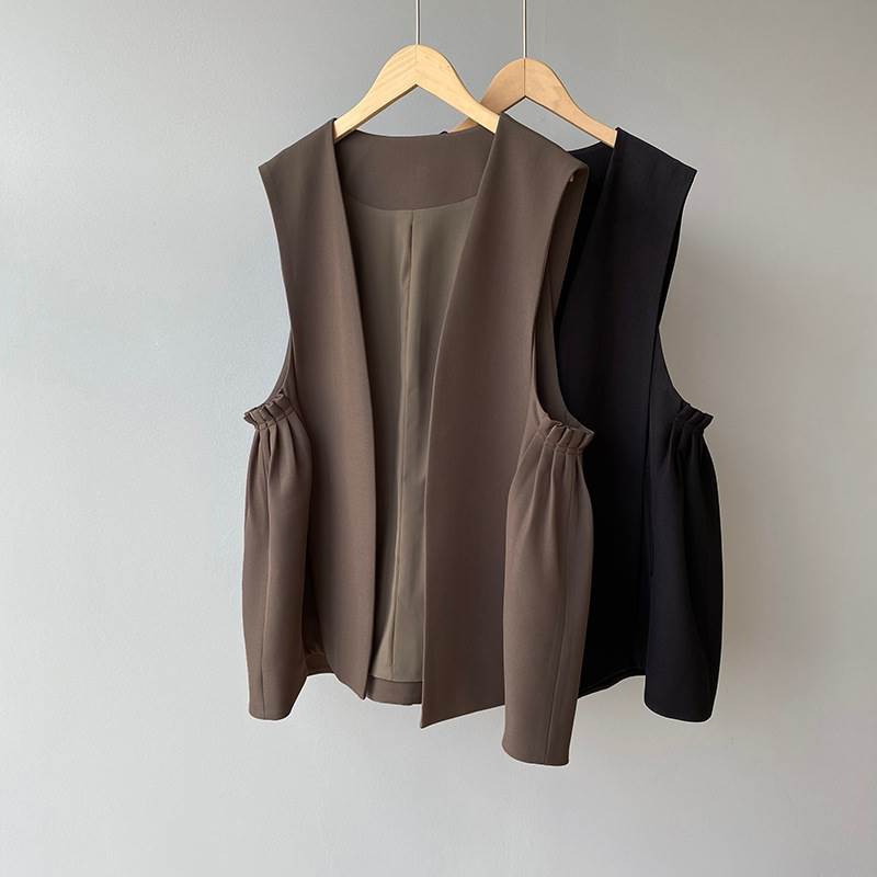 ベスト トップス ブラウン ブラック シック かわいい 大人可愛い きれいめ シンプル カジュアル 大人 上品 おしゃれ かっこいい レトロ アジアン エスニック エキゾチック 大人女子 こなれ感 ラ