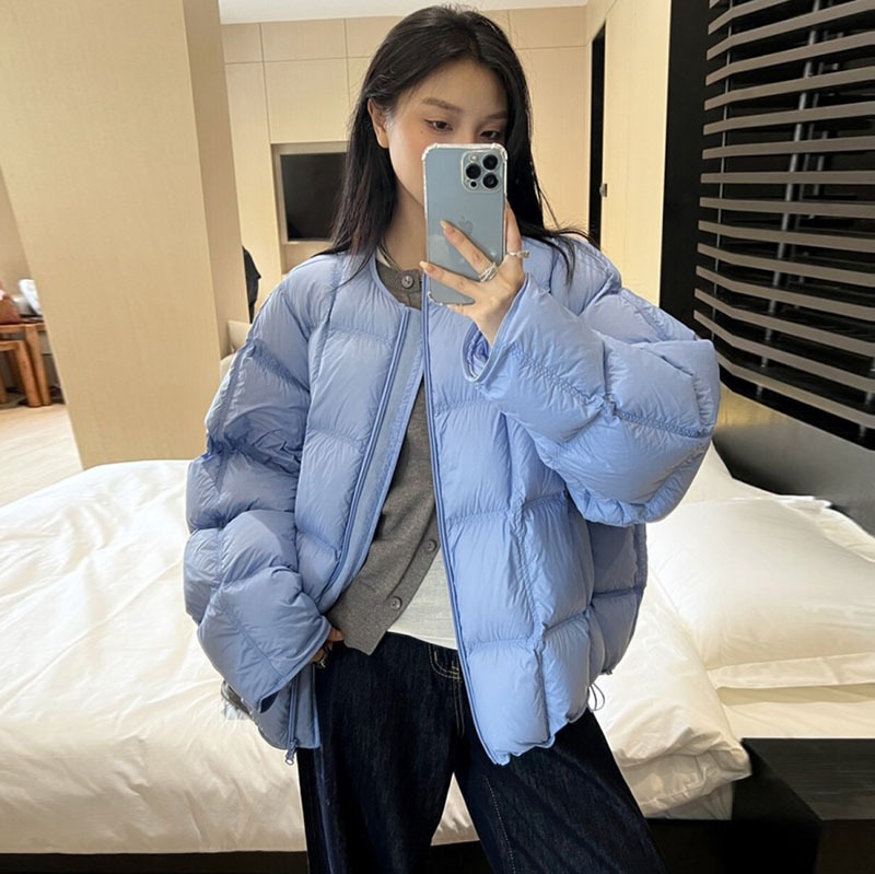 女性用キャンディーカラーガッツレスパフフィールダウンジャケット2025冬ショートクラウド超軽量ホワイトダックダウンスクエアブレッドジャケットトレンディ