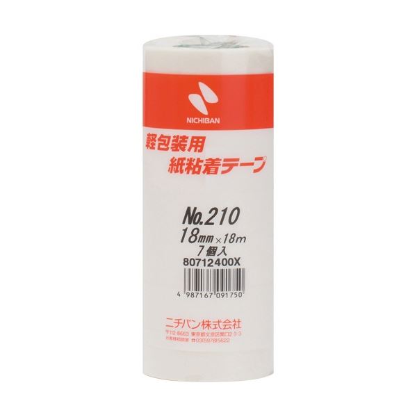 (まとめ) ニチバン 紙粘着テープ No.210 H18mm×18m 白 210H-18 1パック(7巻) (×20セット)