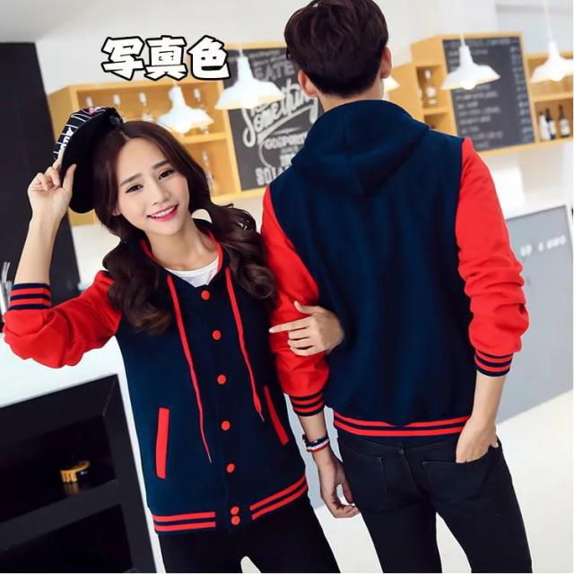 スウェット　　カップル　ペアルック　バイカラー　フード付き　前開き　長袖 440