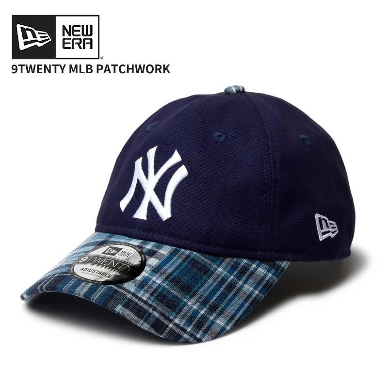 ニューエラ メンズ キャップ 帽子 レディース パッチワーク NEW ERA 9TWENTY MLB Patchwork ヤンキース ライトネイビー マドラスチェックバイザー 14388766
