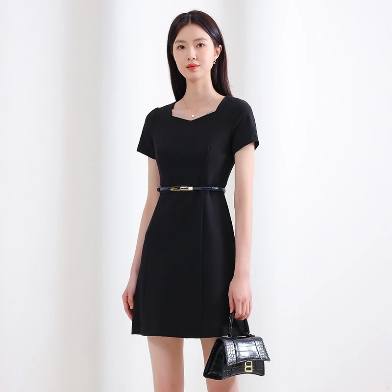 2025年【高品質の製品】！！！25 半袖 ワンピーススーツ ワンピース サマー シンプル L半袖 感 ビジネス レディース オフィス 通勤