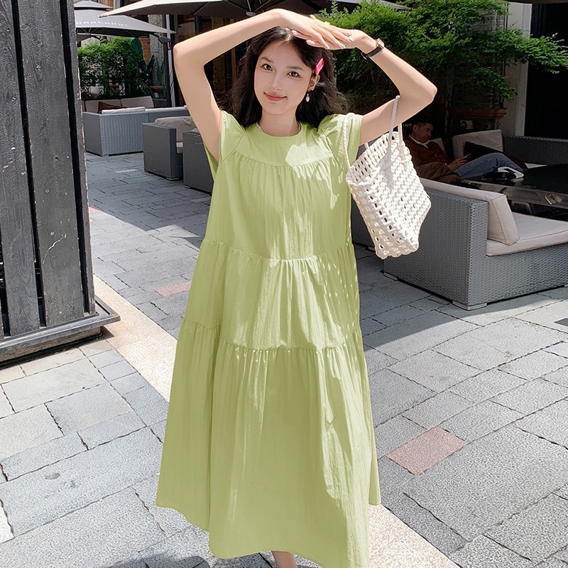 実際のフランスのキャンディカラーのバブルスリーブドレス2024新しいケーキ緩い薄いカレッジスタイルの人形のドレス