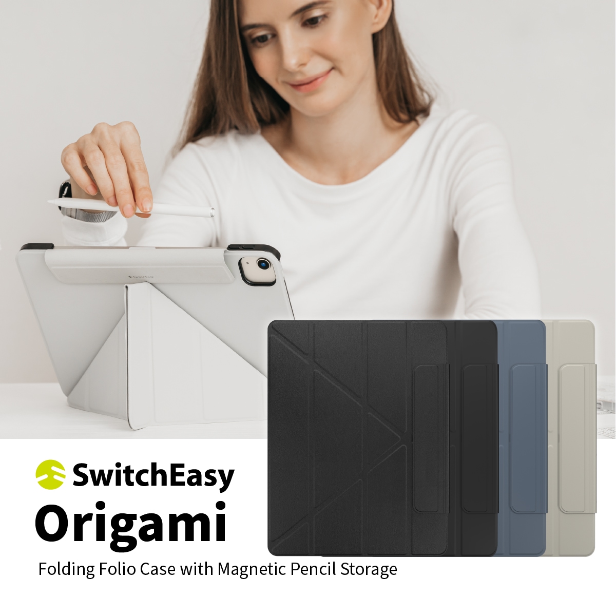 iPad Pro 12.9 2022 2021 対応 ケース 手帳型 オートスリープ 対応 スリム 保護 カバー Origami SwitchEasy