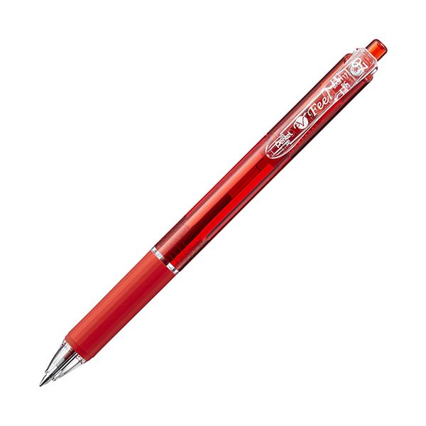 (まとめ) ぺんてる 油性ボールペン ビクーニャフィール 0.7mm 赤 BXB-117B 1セット（10本） (×10セット)