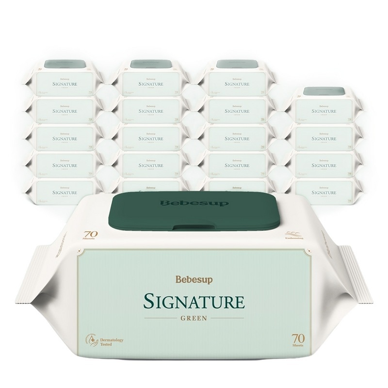 ベベフォレストベビーティッシュシグネチャーグリーンキャップ型70枚20個 7,684円