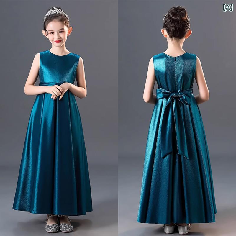 キッズ パーティードレス ジュニア ファッション 女の子 子供 ドレス フラワーガール ウェディング プリンセス パフォーマンス 発表会 衣装