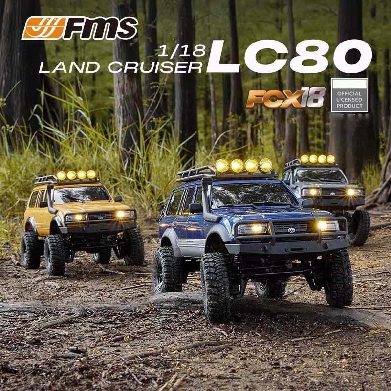 FMS 1/18スケール RCカー 車 ホビーラジコン FCX18 RTRランドクルーザー(LC80) 4WD RCロックトラック 2.4GHz アウ
