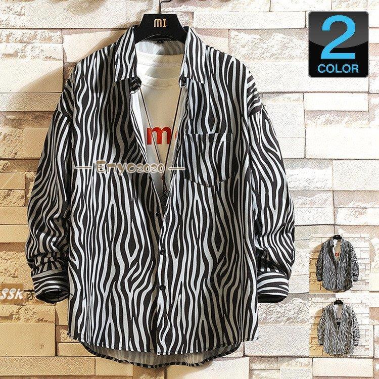 【即納】カジュアルシャツ メンズ シャツ 秋服 ゆったり ストライプシャツ オーバーサイズ 長袖シャツ 秋 トップス